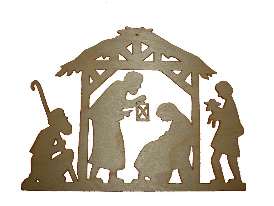 Sperrholz-Fensterbild Krippe